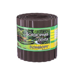 Лента бордюрная, 15 см×9 м, толщина 0.6 мм, пластиковая, гофра, темно-коричневая, Greengo