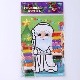 Сияющая фреска на новый год «Дед Мороз»‎, 21×29.7 см, набор для творчества