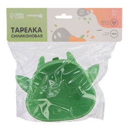 Тарелка детская на присоске, силиконовая, цвет бирюзовый, р-р: 12×15×5.5 см