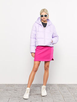 Kap??onlu D?z Uzun Kollu Kad?n ?i?me Mont