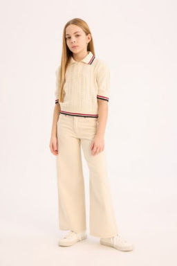 K?z Cocuk Wide Leg Genis Paca Pamuklu Pantolon
