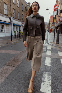 HOUNDSTOOTH LONG BERMUDA SHORTS WITH BELT