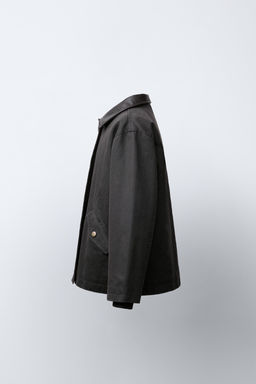 WAXED JACKET WITH LEATHER-EFFECT COLLAR - Zara фото 3