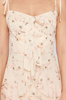 Pudra Cicekli A-line Sifon Astarl? Mini Dokuma Elbise TWOSS24EL00791 - Trendyolmilla фото 5