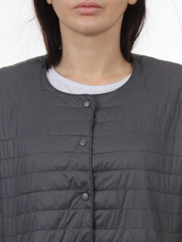 K-527 DK. GRAY Куртка демисезонная стеганая женская (70 гр. холлофайбер) - Fashion фото 4