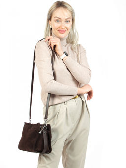 LACCOMA сумка АУ4684-Ф-коричневый натуральная замша хлопок  фото 8