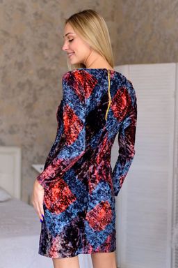 Платье женское из иконвелюра Аида короткое ромбы - Амадэль фото 4