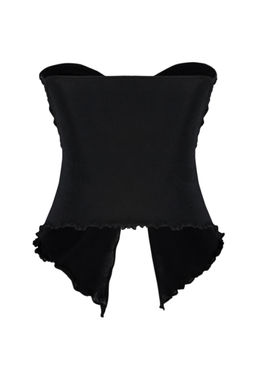 Trendyolmilla Siyah Premium Buzzy Kalp Yaka Buzgulu Esnek Crop Orme Bluz TWOSS24BZ00204 фото 8