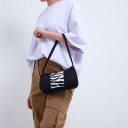 Сумка багет из текстиля, Зебра, 23*13*5 см