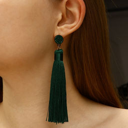 Серьги Кисти гармония, цвет изумрудный, L кисти 8.5 см