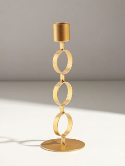 Подсвечник металл на 1 свечу "Три кольца" d=2,5 см золото 7,5х7,5х21 см