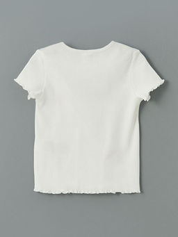 Bisiklet Yaka ?i?ekli K?z ?ocuk Ti??rt