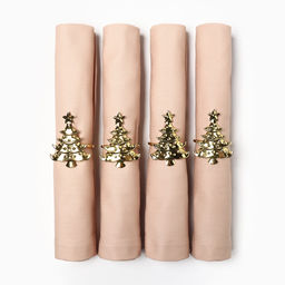 Набор салфеток сервировочных «Этель. Праздничный стол», 40×40 см - 4 шт., с декоративными кольцами, 100% хлопок