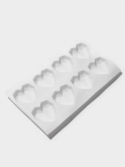 Форма для муссовых десертов и выпечки KONFINETTA Сердце, силикон, 29?17?2 см, 8 ячеек, белая