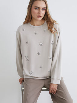 Bisiklet Yaka Oversize Ta?l? Bluz