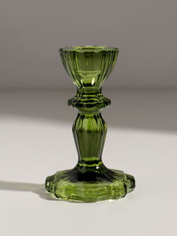 Стеклянный подсвечник на 1 свечу «Бутон на ножке», зелёный, d=2 см, 7×7×11 см