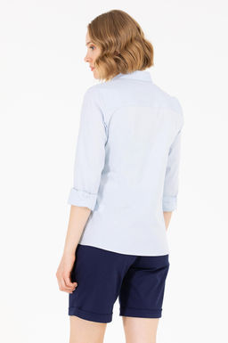 U. S. Polo Assn Женская голубая базовая рубашка с длинным рукавом - U.s. polo assn фото 3