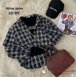 Рубашка женская в клетку + топик