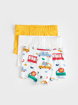 Beli Lastikli Bask?l? Erkek Bebek Boxer 3l?