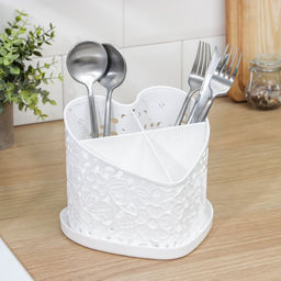 Подставка под столовые приборы Альтернатива Сердце, 17?18.5?15.5 см, пластик, белая