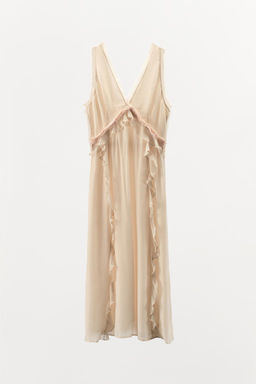 RUFFLED FRAYED MIDI DRESS - Zara фото 4