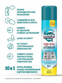BARFIN ср-во чистящее д/кухни 300мл "Чудо-пена Антижир для стеклокерамики" аэрозоль