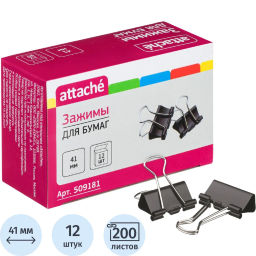 Зажимы для бумаг 41мм 12шт/уп Attache, в картонной коробке