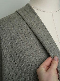 Шерсть костюмная Елочка-полоска цв.серо-бежевый с зеленым оттенком, ш.1.55м, шерсть-65%, п/э-35% - Купава фото 7