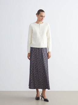 Beli Lastikli Leopar Desenli A Kesim Saten Etek