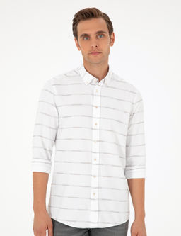 Bej Slim Fit Uzun Kollu G_mlek