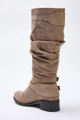 Vizon Suet Toka Detayl? Koruklu Blok Topuklu Kad?n Cizme TAKAW26CZ00020