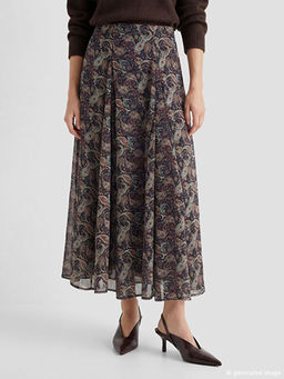 Beli Fermuarl? Desenli Pileli Etek