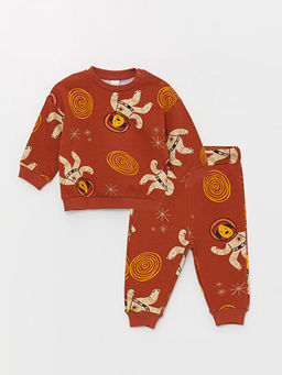 Bisiklet Yaka Bask?l? Erkek Bebek Sweatshirt ve E?ofman Alt?