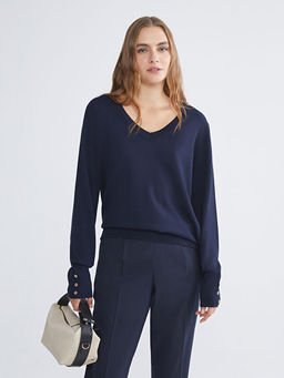 V Yaka Kad?n Triko Kazak