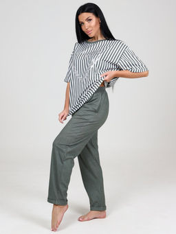 635 ЖЕНСКИЙ КОСТЮМ (брюки) (Хаки полоса) - А-дина фото 5