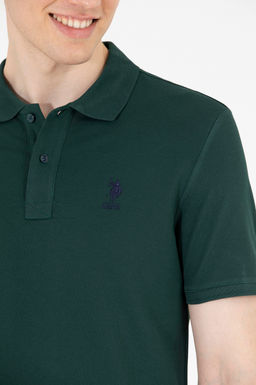 Мужская темно-зеленая футболка с воротником поло Basic - U.s. polo assn фото 8