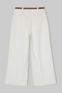 Beyaz Kemerli Pili Detayl? Dokuma Gabardin Pantolon TWOSS26PL00087 - Trendyolmilla фото 6
