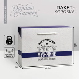 Пакет—коробка, подарочная упаковка, «Настоящему мужчине», 28×20×13 см