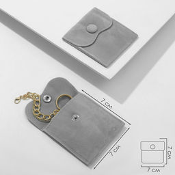 Цена за 10 шт. Конверт для украшений бархатный, 7×7 см, фасовка 10 шт., тёмно-серый