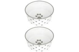 Набор мисок для домашних питомцев 2 пр. 400 мл 13,5*13,5*5 см Лапка на белом и сердечки керамика - Elan gallery фото 5