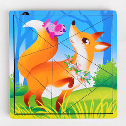 Пазл разрезной Лесные животные, 3 картинки в раме