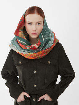 в составе ШЕРСТЬ и КАШЕМИР  Большой, мягкий, теплый двусторонний палантин с принтом. - Tantino фото 8