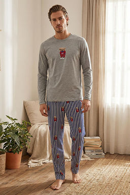 Erkek Gri Ay_c_kl_ Regular Fit _rme Pijama Tak_m_ TMNAW25PT00055