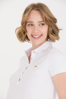 U. S. Polo Assn Женское белое трикотажное платье с воротником-поло - U.s. polo assn фото 2