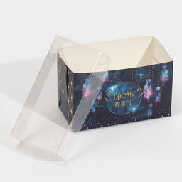 Цена за 5 шт. Коробка для капкейка «Фотографичный синий», 16 х 8 х 10 см