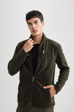 Флисовый кардиган стандартного кроя с воротником-стойкой - Defacto фото 5