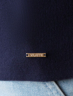 Джемпер с воротником-поло с коротким рукавом тонкой вязки из вискозы