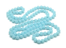 Бусы длинные шарик 8мм цв.аквамарин
