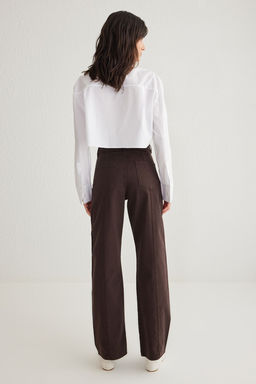 TRENDYOLMILLA Kahverengi Dikis Detayl? Yuksek Bel Wide Leg Jeans TWOSS25JE00034  фото 5