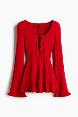 Rib-knit peplum top